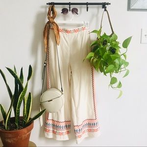 NWT Anthro Islander Embroidered Boho Pants